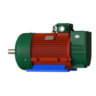 Electric motor on a white background, isolate.. 3D rendering of excellent quality in high resolution. It can be enlarged and used as a background or texture.