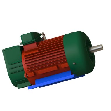 Electric motor on a white background, isolate.. 3D rendering of excellent quality in high resolution. It can be enlarged and used as a background or texture.
