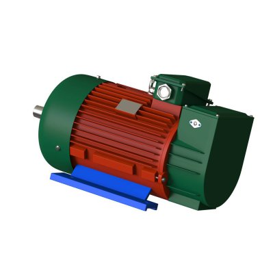 Electric motor on a white background, isolate.. 3D rendering of excellent quality in high resolution. It can be enlarged and used as a background or texture.