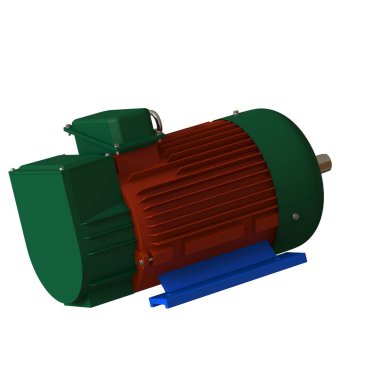Electric motor on a white background, isolate.. 3D rendering of excellent quality in high resolution. It can be enlarged and used as a background or texture.