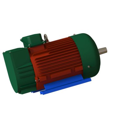 Electric motor on a white background, isolate.. 3D rendering of excellent quality in high resolution. It can be enlarged and used as a background or texture.