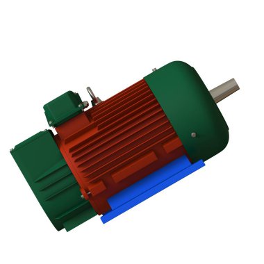 Electric motor on a white background, isolate.. 3D rendering of excellent quality in high resolution. It can be enlarged and used as a background or texture.