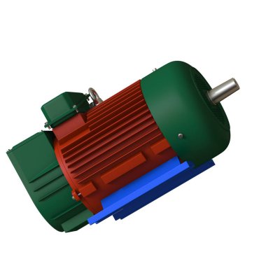 Electric motor on a white background, isolate.. 3D rendering of excellent quality in high resolution. It can be enlarged and used as a background or texture.