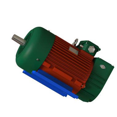 Electric motor on a white background, isolate.. 3D rendering of excellent quality in high resolution. It can be enlarged and used as a background or texture.
