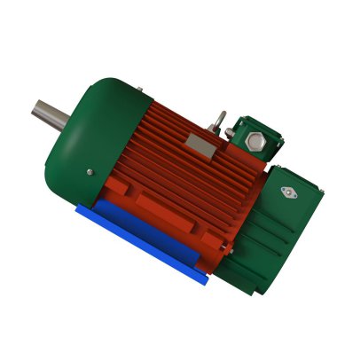 Electric motor on a white background, isolate.. 3D rendering of excellent quality in high resolution. It can be enlarged and used as a background or texture.