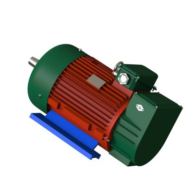 Electric motor on a white background, isolate.. 3D rendering of excellent quality in high resolution. It can be enlarged and used as a background or texture.