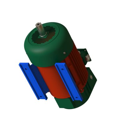 Electric motor on a white background, isolate.. 3D rendering of excellent quality in high resolution. It can be enlarged and used as a background or texture.