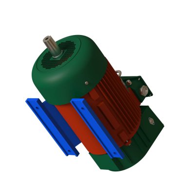 Electric motor on a white background, isolate.. 3D rendering of excellent quality in high resolution. It can be enlarged and used as a background or texture.