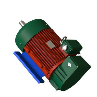 Electric motor on a white background, isolate.. 3D rendering of excellent quality in high resolution. It can be enlarged and used as a background or texture.
