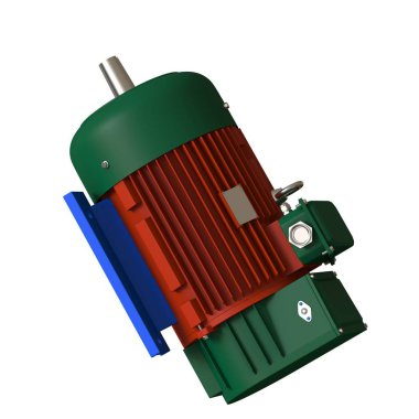 Electric motor on a white background, isolate.. 3D rendering of excellent quality in high resolution. It can be enlarged and used as a background or texture.
