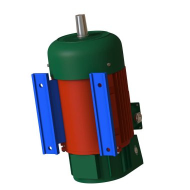 Electric motor on a white background, isolate.. 3D rendering of excellent quality in high resolution. It can be enlarged and used as a background or texture.
