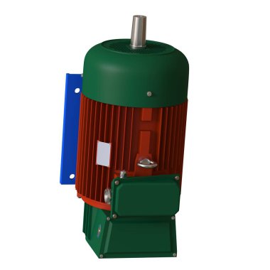 Electric motor on a white background, isolate.. 3D rendering of excellent quality in high resolution. It can be enlarged and used as a background or texture.