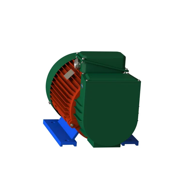 Electric motor on a white background, isolate.. 3D rendering of excellent quality in high resolution. It can be enlarged and used as a background or texture. — Stok fotoğraf