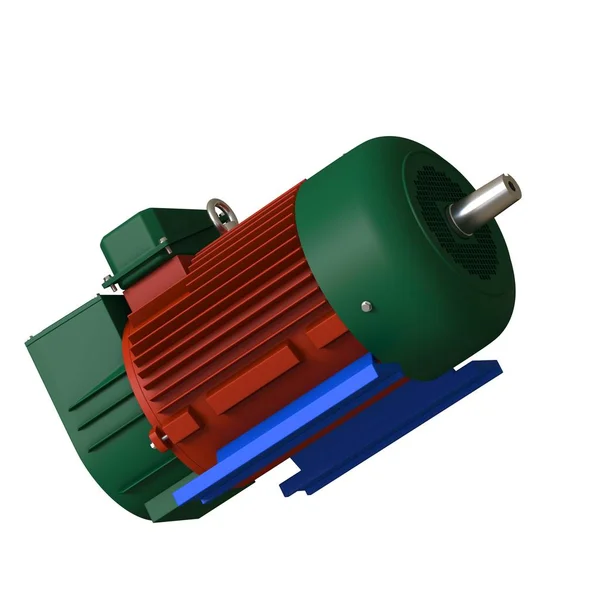 Electric motor on a white background, isolate.. 3D rendering of excellent quality in high resolution. It can be enlarged and used as a background or texture. — Stok fotoğraf