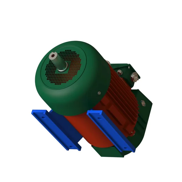 Electric motor on a white background, isolate.. 3D rendering of excellent quality in high resolution. It can be enlarged and used as a background or texture. — Stok fotoğraf