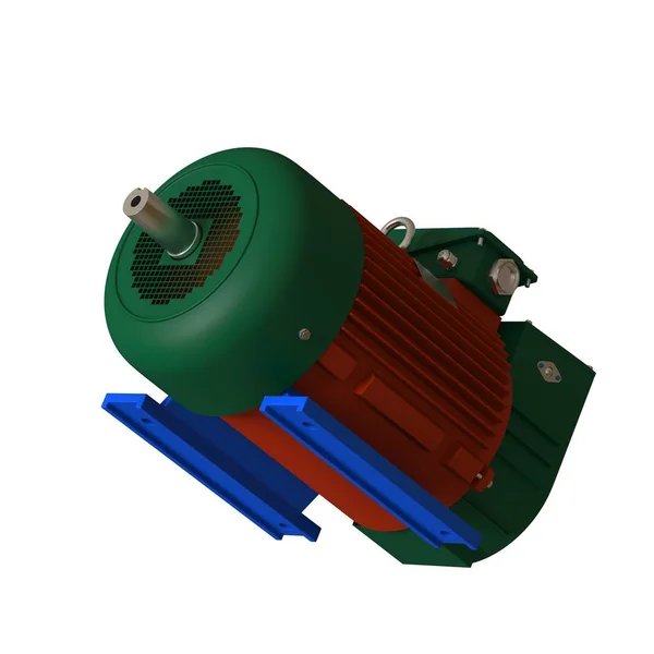 Electric motor on a white background, isolate.. 3D rendering of excellent quality in high resolution. It can be enlarged and used as a background or texture. — Stockfoto