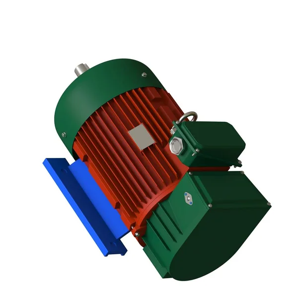 Електричний двигун на білому тлі, ізольований... 3D рендеринг відмінної якості у високій роздільній здатності. Він може бути збільшений і використаний як фон або текстура . — стокове фото