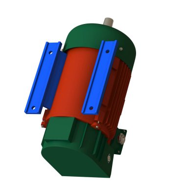 Electric motor on a white background, isolate.. 3D rendering of excellent quality in high resolution. It can be enlarged and used as a background or texture.