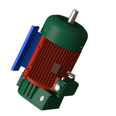 Electric motor on a white background, isolate.. 3D rendering of excellent quality in high resolution. It can be enlarged and used as a background or texture.