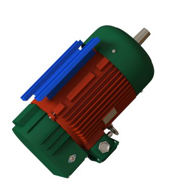 Electric motor on a white background, isolate.. 3D rendering of excellent quality in high resolution. It can be enlarged and used as a background or texture.