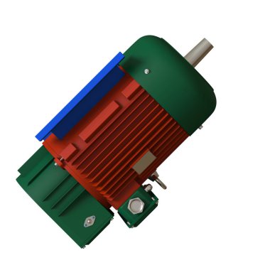 Electric motor on a white background, isolate.. 3D rendering of excellent quality in high resolution. It can be enlarged and used as a background or texture.