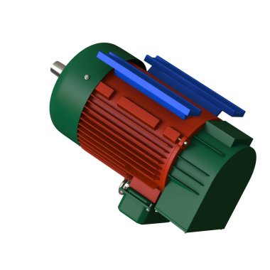 Electric motor on a white background, isolate.. 3D rendering of excellent quality in high resolution. It can be enlarged and used as a background or texture.