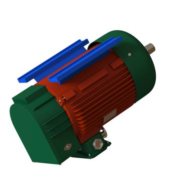 Electric motor on a white background, isolate.. 3D rendering of excellent quality in high resolution. It can be enlarged and used as a background or texture.