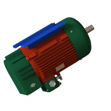Electric motor on a white background, isolate.. 3D rendering of excellent quality in high resolution. It can be enlarged and used as a background or texture.