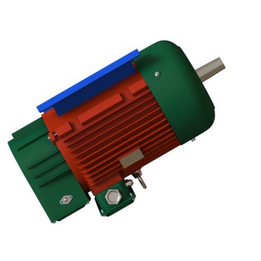 Electric motor on a white background, isolate.. 3D rendering of excellent quality in high resolution. It can be enlarged and used as a background or texture.