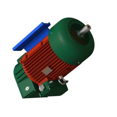 Electric motor on a white background, isolate.. 3D rendering of excellent quality in high resolution. It can be enlarged and used as a background or texture.