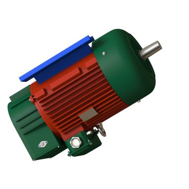 Electric motor on a white background, isolate.. 3D rendering of excellent quality in high resolution. It can be enlarged and used as a background or texture.