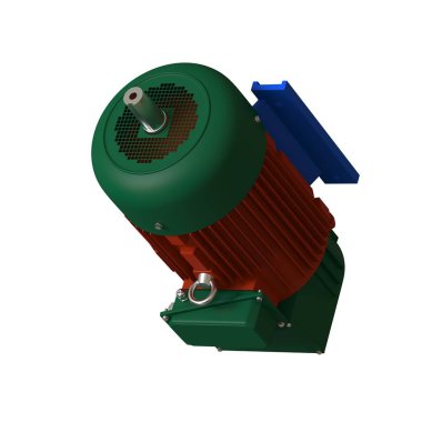 Electric motor on a white background, isolate.. 3D rendering of excellent quality in high resolution. It can be enlarged and used as a background or texture.