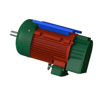 Electric motor on a white background, isolate.. 3D rendering of excellent quality in high resolution. It can be enlarged and used as a background or texture.