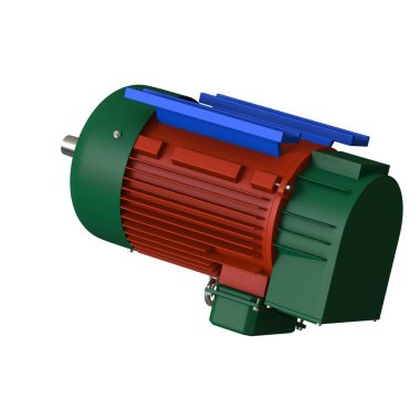 Electric motor on a white background, isolate.. 3D rendering of excellent quality in high resolution. It can be enlarged and used as a background or texture.