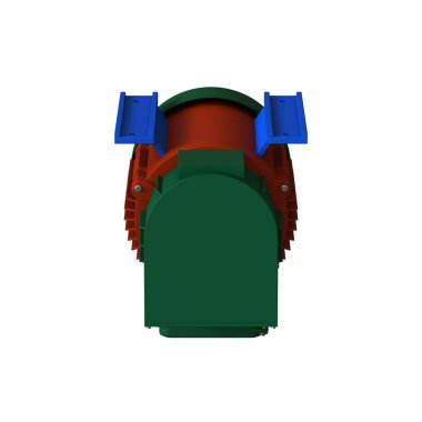 Electric motor on a white background, isolate.. 3D rendering of excellent quality in high resolution. It can be enlarged and used as a background or texture.