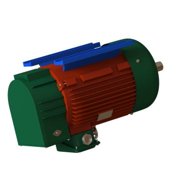Electric motor on a white background, isolate.. 3D rendering of excellent quality in high resolution. It can be enlarged and used as a background or texture.