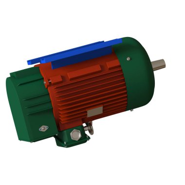 Electric motor on a white background, isolate.. 3D rendering of excellent quality in high resolution. It can be enlarged and used as a background or texture.
