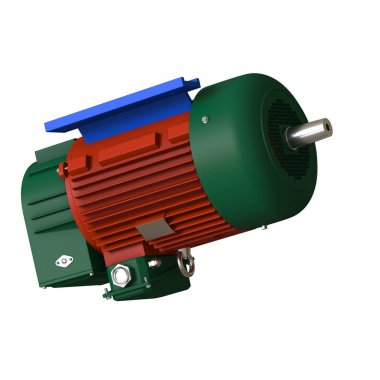 Electric motor on a white background, isolate.. 3D rendering of excellent quality in high resolution. It can be enlarged and used as a background or texture.