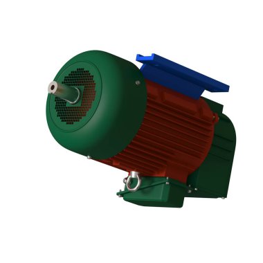 Electric motor on a white background, isolate.. 3D rendering of excellent quality in high resolution. It can be enlarged and used as a background or texture.