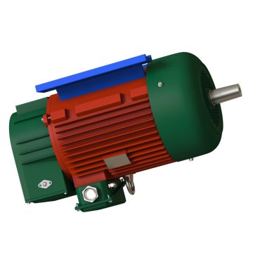 Electric motor on a white background, isolate.. 3D rendering of excellent quality in high resolution. It can be enlarged and used as a background or texture.
