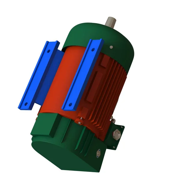 Електричний двигун на білому тлі, ізольований... 3D рендеринг відмінної якості у високій роздільній здатності. Він може бути збільшений і використаний як фон або текстура . — стокове фото