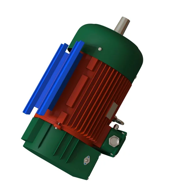 Motor eléctrico sobre fondo blanco, aislado.. Representación 3D de excelente calidad en alta resolución. Se puede ampliar y utilizar como fondo o textura . — Foto de Stock