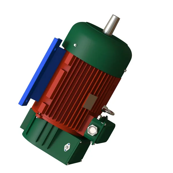 Motor eléctrico sobre fondo blanco, aislado.. Representación 3D de excelente calidad en alta resolución. Se puede ampliar y utilizar como fondo o textura . — Foto de Stock