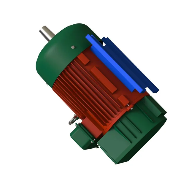 Electric motor on a white background, isolate.. 3D rendering of excellent quality in high resolution. It can be enlarged and used as a background or texture. — Φωτογραφία Αρχείου