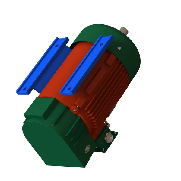 Електричний двигун на білому тлі, ізольований... 3D рендеринг відмінної якості у високій роздільній здатності. Він може бути збільшений і використаний як фон або текстура . — стокове фото