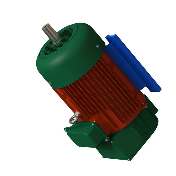 Electric motor on a white background, isolate.. 3D rendering of excellent quality in high resolution. It can be enlarged and used as a background or texture. — Zdjęcie stockowe