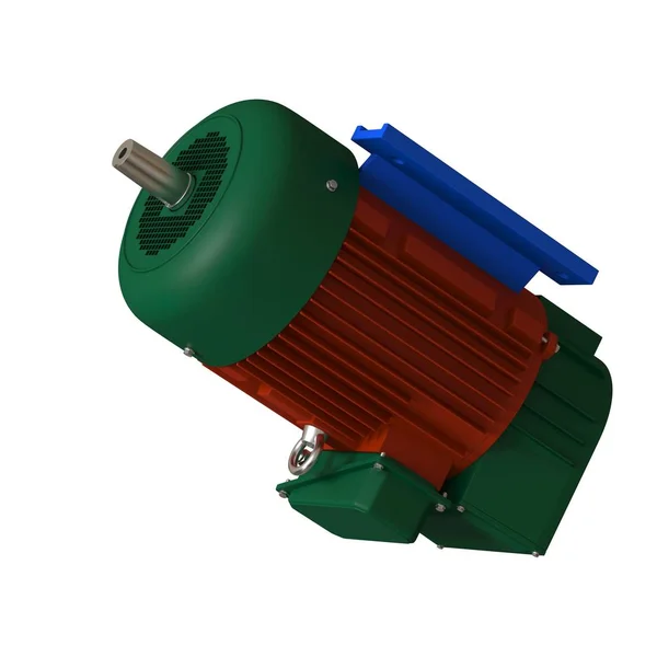 Electric motor on a white background, isolate.. 3D rendering of excellent quality in high resolution. It can be enlarged and used as a background or texture. — Stok fotoğraf