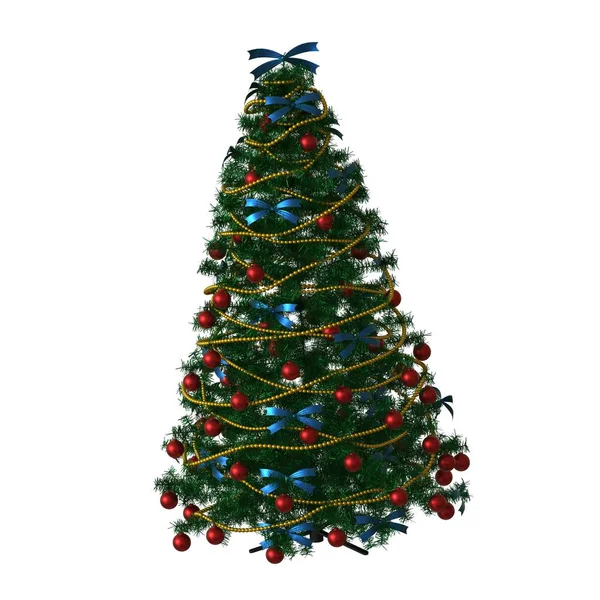 Weihnachtsbaum, isoliert auf weißem Hintergrund. 3D-Rendering von hervorragender Qualität in hoher Auflösung — Stockfoto