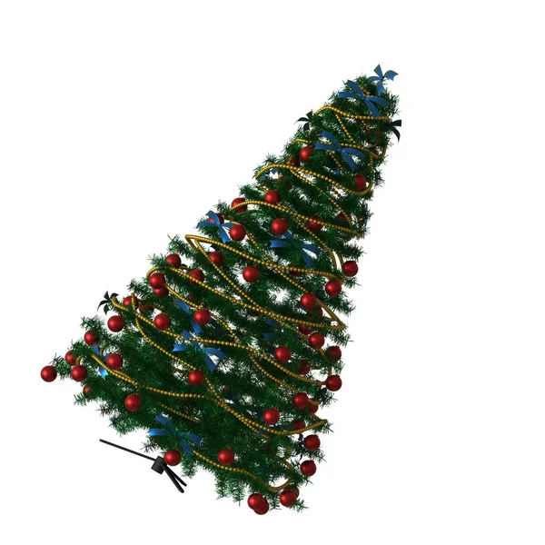 Árbol de Navidad, aislado sobre un fondo blanco. Representación 3D de excelente calidad en alta resolución —  Fotos de Stock