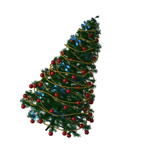 Árbol de Navidad, aislado sobre un fondo blanco. Representación 3D de excelente calidad en alta resolución —  Fotos de Stock